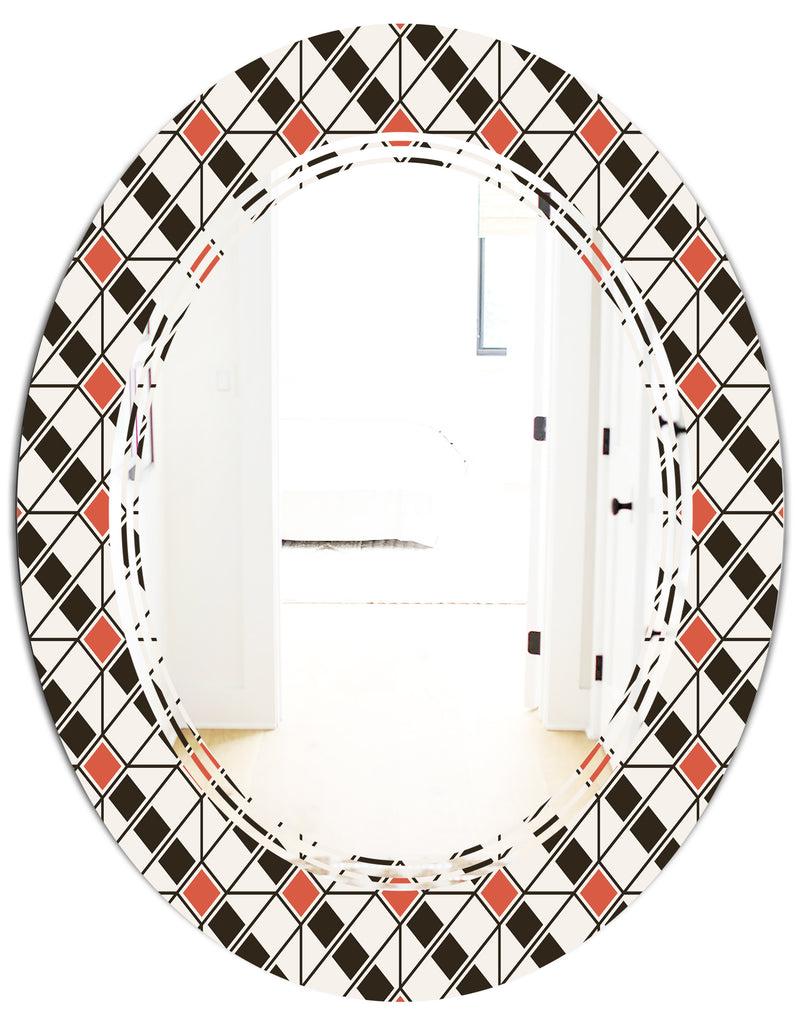 DesignQ Abstract Design Retro Pattern IV - Modern Round Or Oval Wall Mirror - Triple C