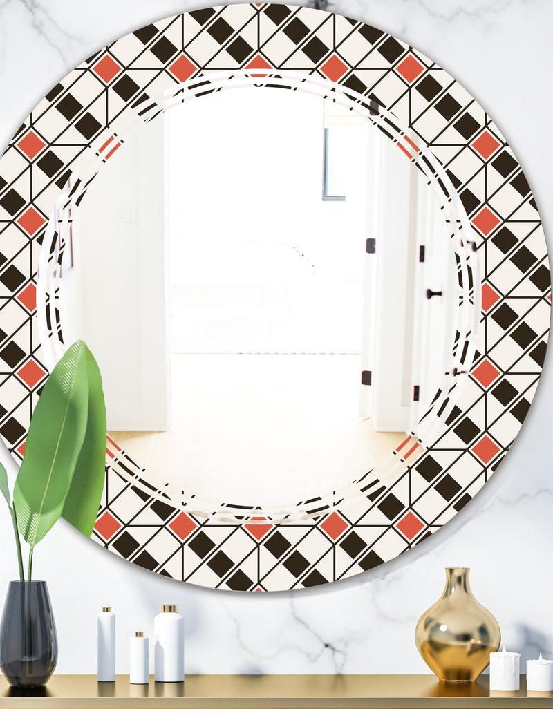 DesignQ Abstract Design Retro Pattern IV - Modern Round or Oval Wall Mirror - Triple C