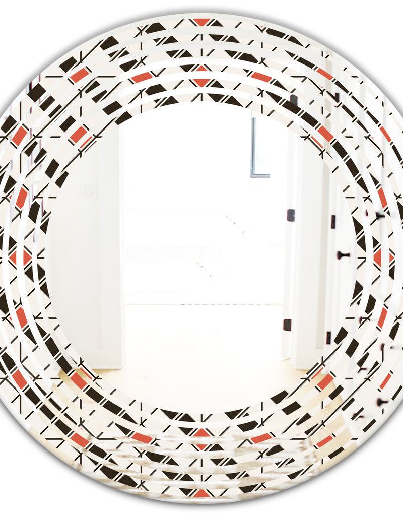 DesignQ Abstract Design Retro Pattern IV - Modern Round Or Oval Wall Mirror - Wave