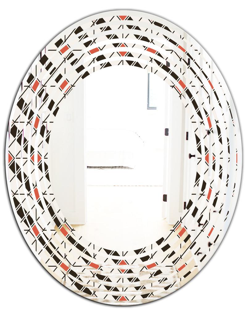 DesignQ Abstract Design Retro Pattern IV - Modern Round Or Oval Wall Mirror - Wave