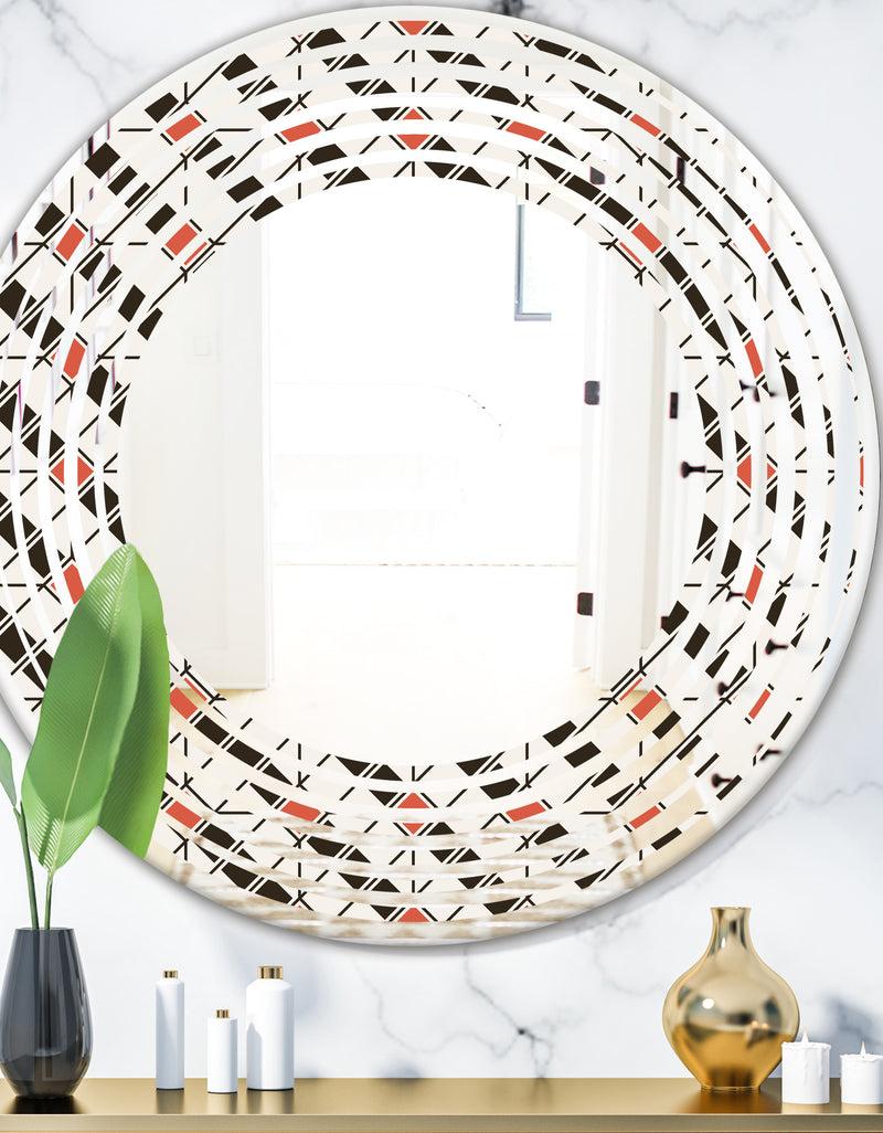 DesignQ Abstract Design Retro Pattern IV - Modern Round or Oval Wall Mirror - Wave