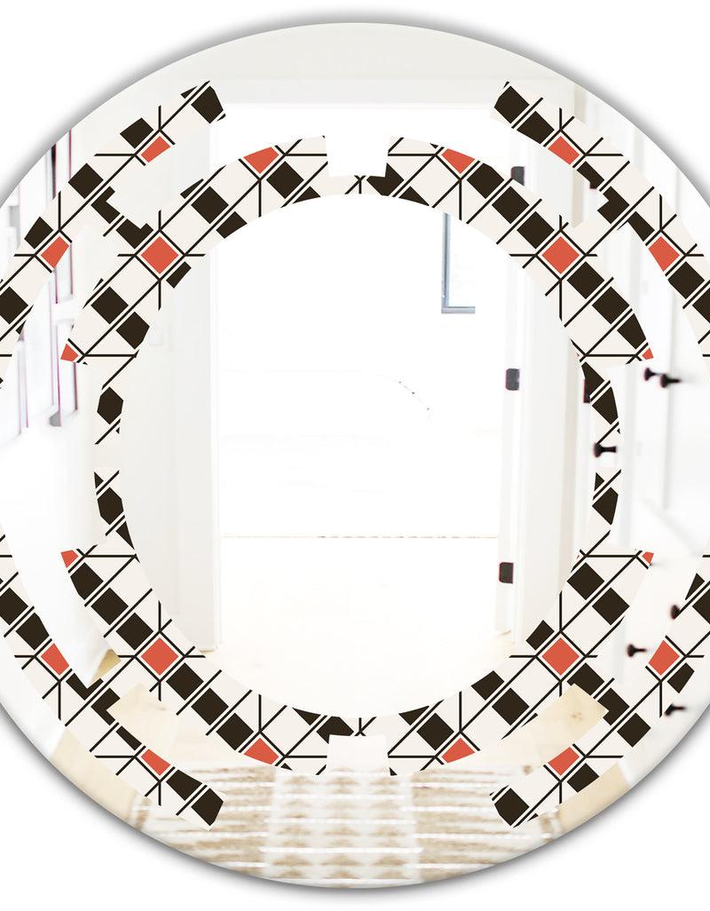 DesignQ Abstract Design Retro Pattern IV - Modern Round Or Oval Wall Mirror - Space