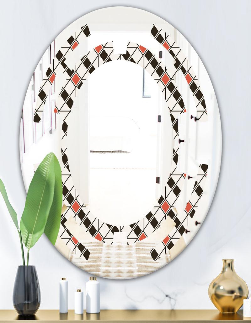 DesignQ Abstract Design Retro Pattern IV - Modern Round Or Oval Wall Mirror - Space