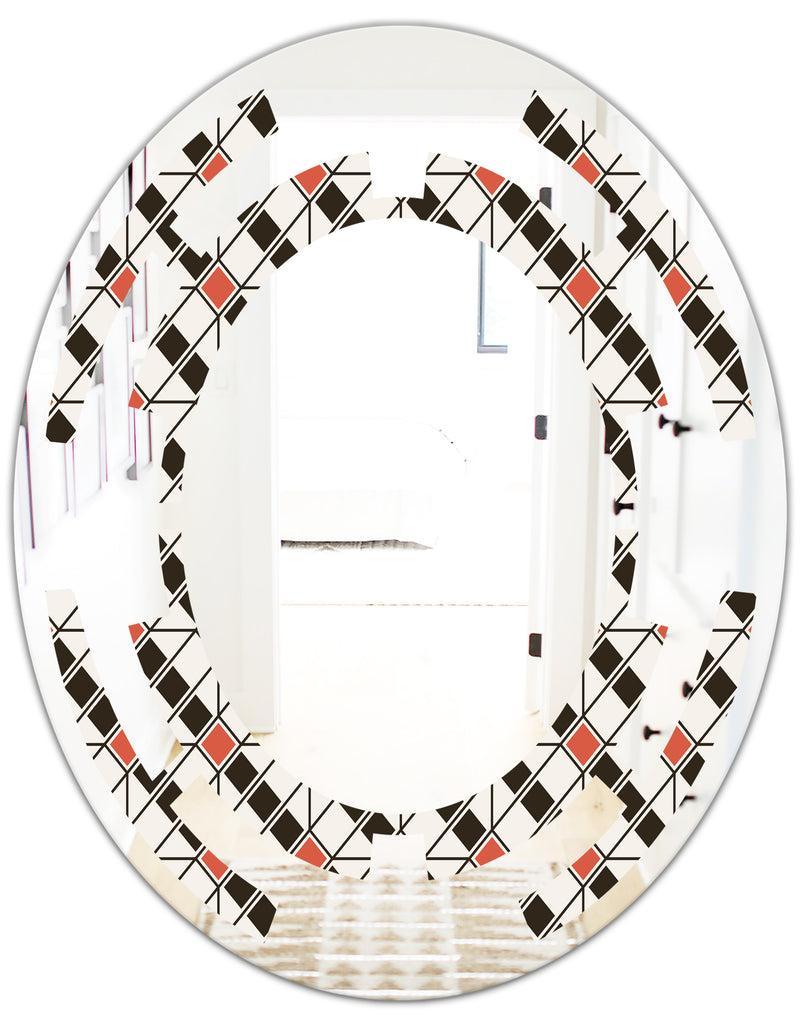 DesignQ Abstract Design Retro Pattern IV - Modern Round Or Oval Wall Mirror - Space