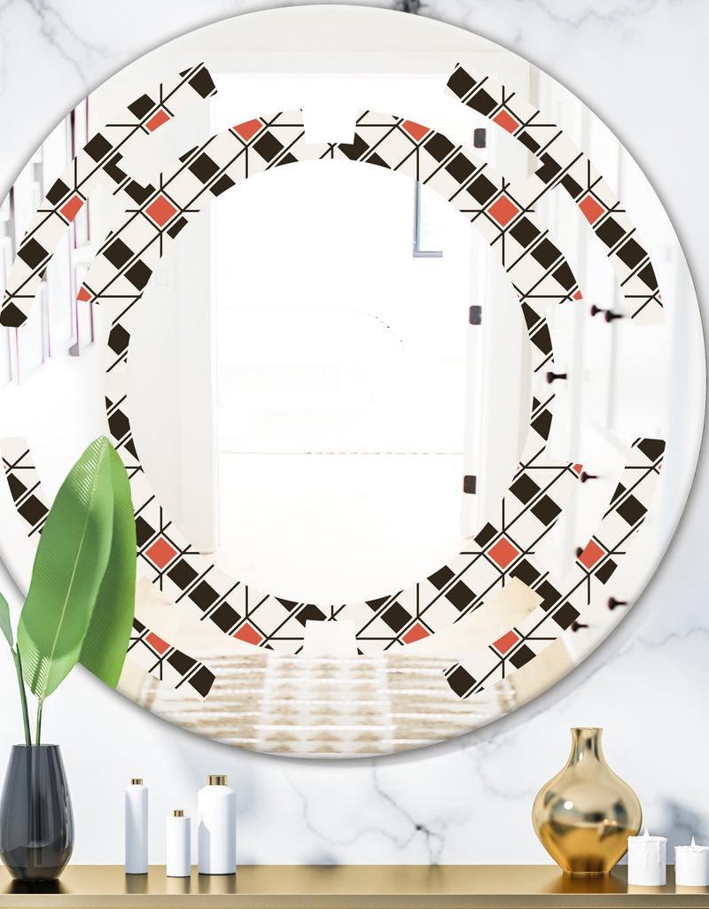 DesignQ Abstract Design Retro Pattern IV - Modern Round or Oval Wall Mirror - Space