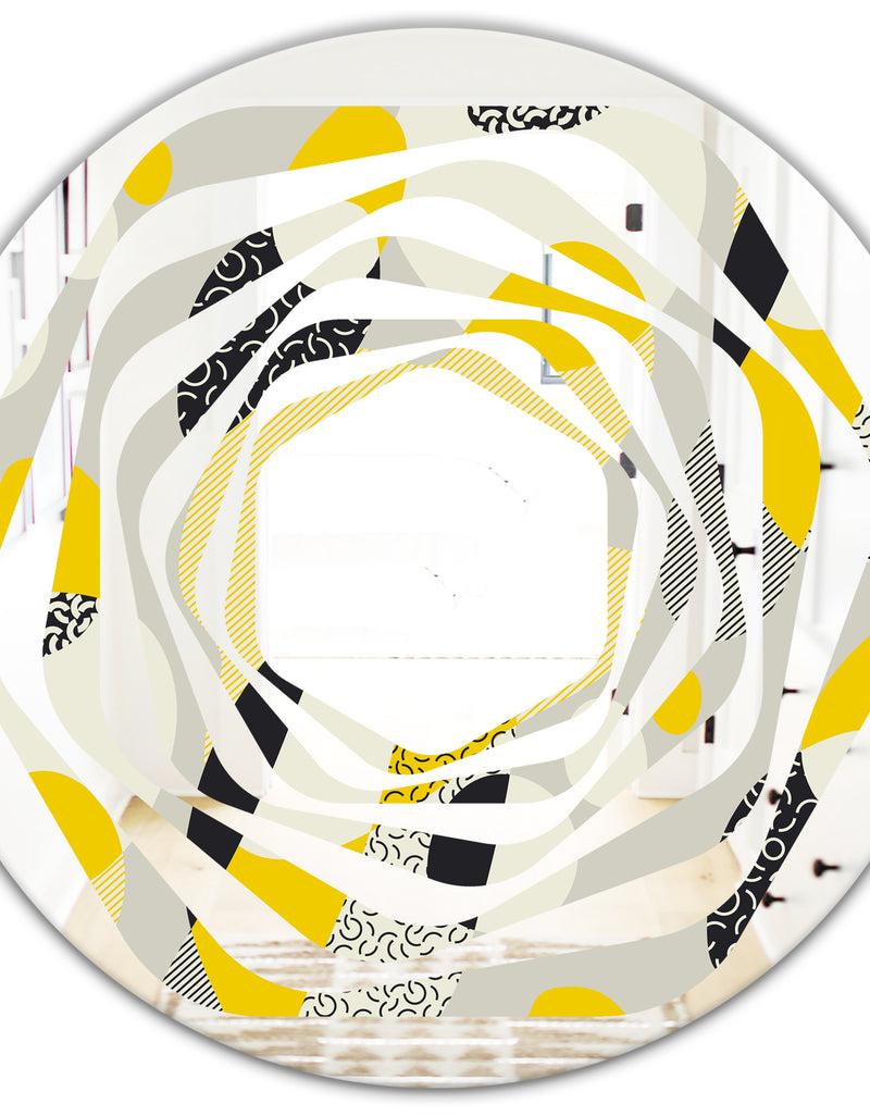 DesignQ Abstract Design Retro Pattern V - Modern Round Or Oval Wall Mirror - Whirl