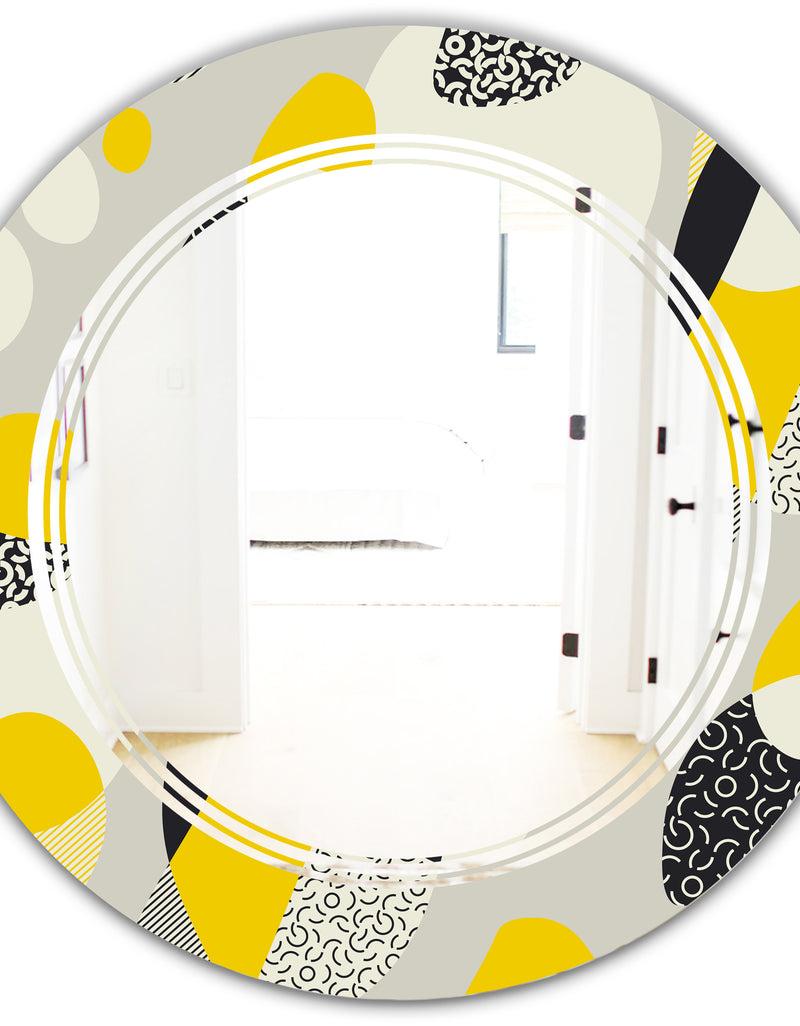 DesignQ Abstract Design Retro Pattern V - Modern Round Or Oval Wall Mirror - Triple C