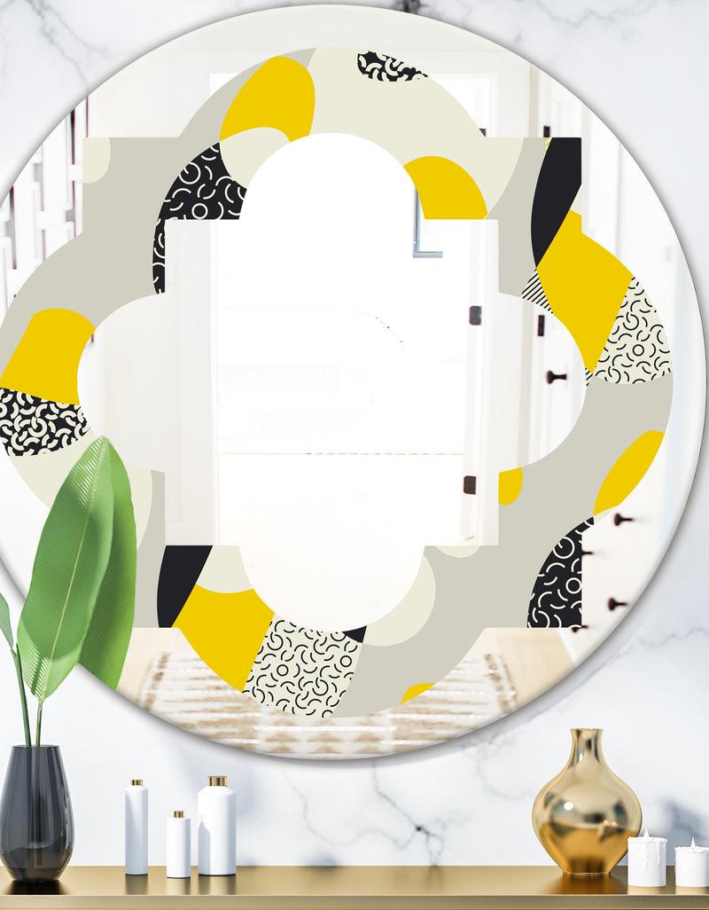 DesignQ Abstract Design Retro Pattern V - Modern Round or Oval Wall Mirror - Quatrefoil