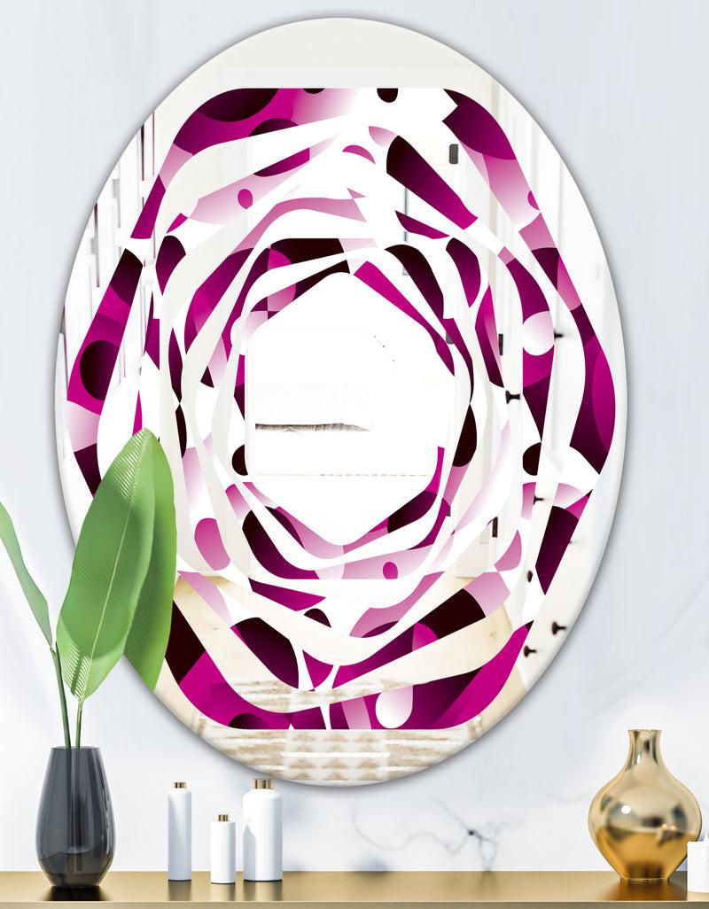 DesignQ Abstract Design Retro Pattern VI - Cottage Round Or Oval Wall Mirror - Whirl
