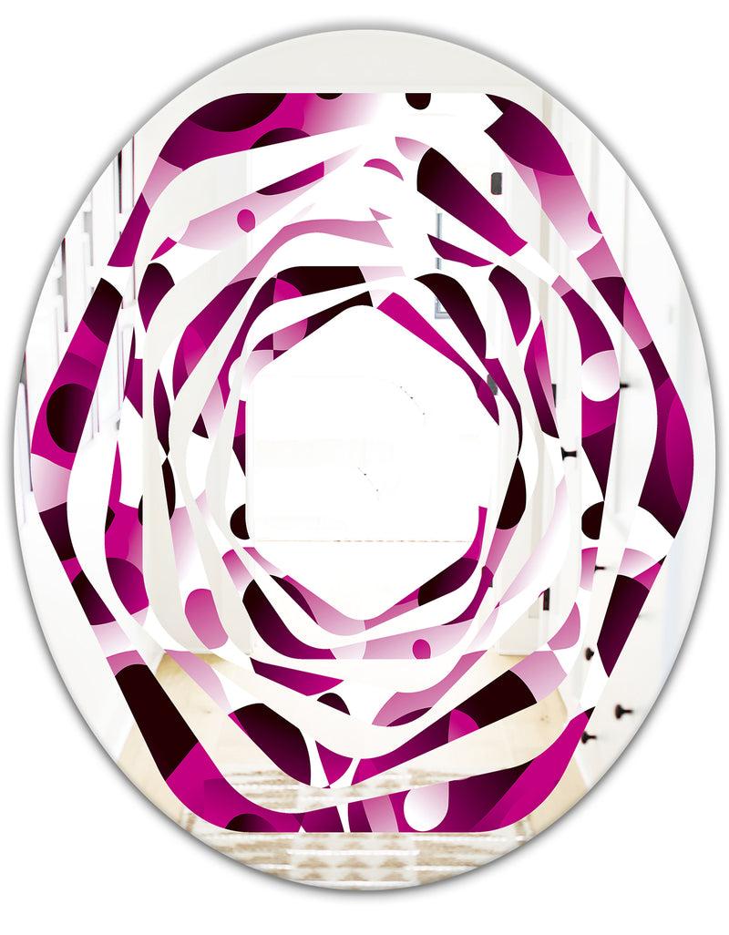 DesignQ Abstract Design Retro Pattern VI - Cottage Round Or Oval Wall Mirror - Whirl