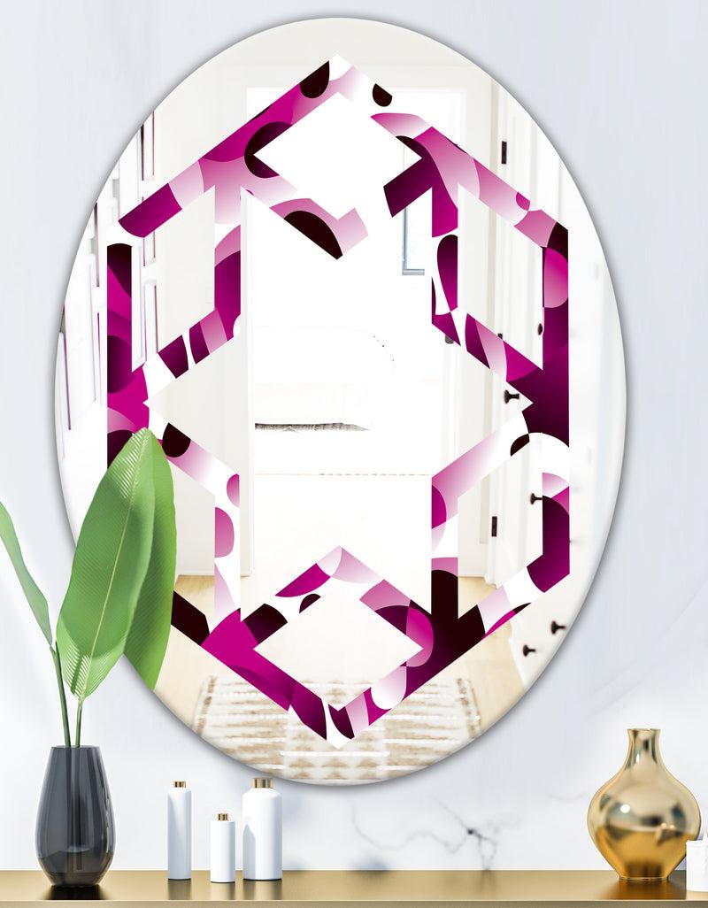 DesignQ Abstract Design Retro Pattern VI - Cottage Round Or Oval Wall Mirror - Hexagon Star
