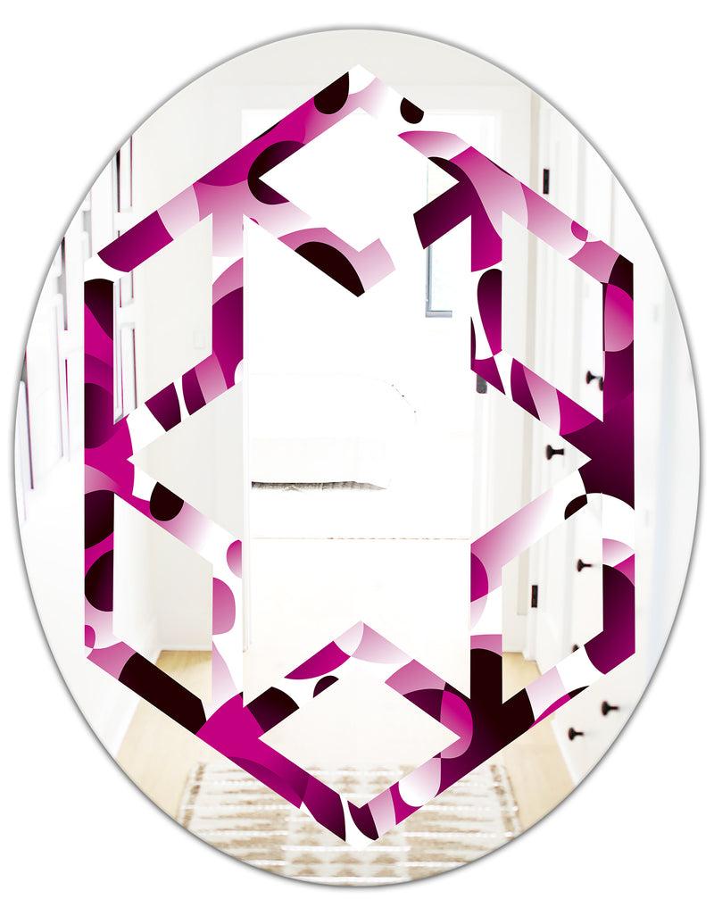 DesignQ Abstract Design Retro Pattern VI - Cottage Round Or Oval Wall Mirror - Hexagon Star