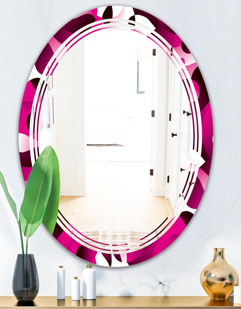DesignQ Abstract Design Retro Pattern VI - Cottage Round Or Oval Wall Mirror - Triple C