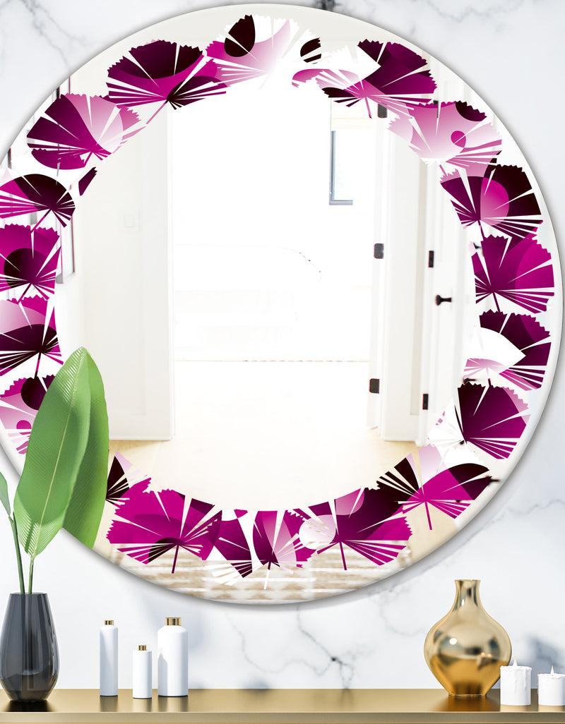 DesignQ Abstract Design Retro Pattern VI - Cottage Round or Oval Wall Mirror - Leaves