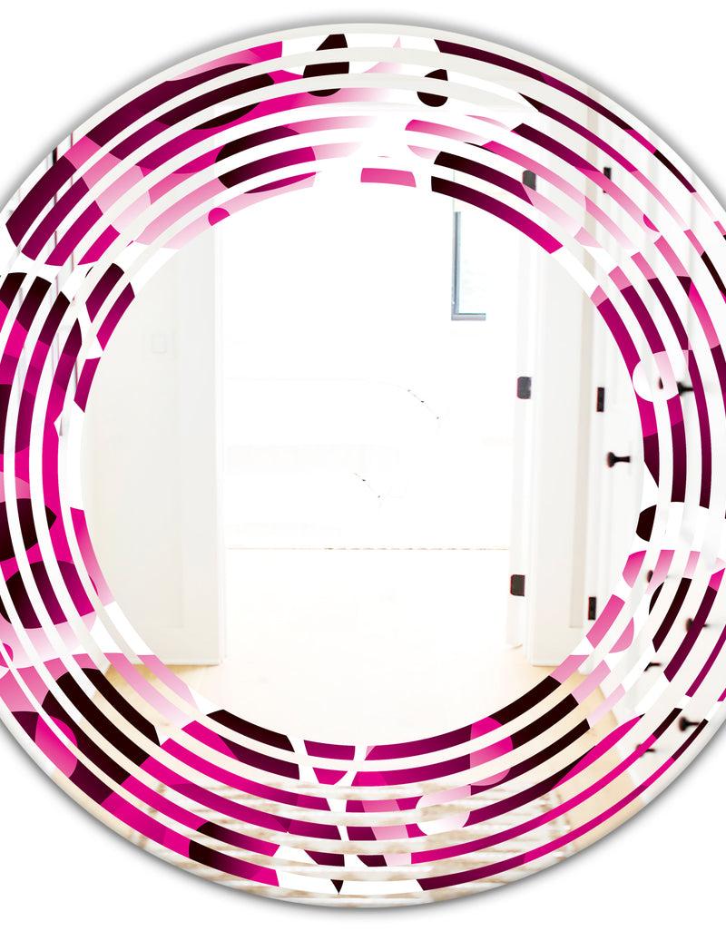 DesignQ Abstract Design Retro Pattern VI - Cottage Round Or Oval Wall Mirror - Wave