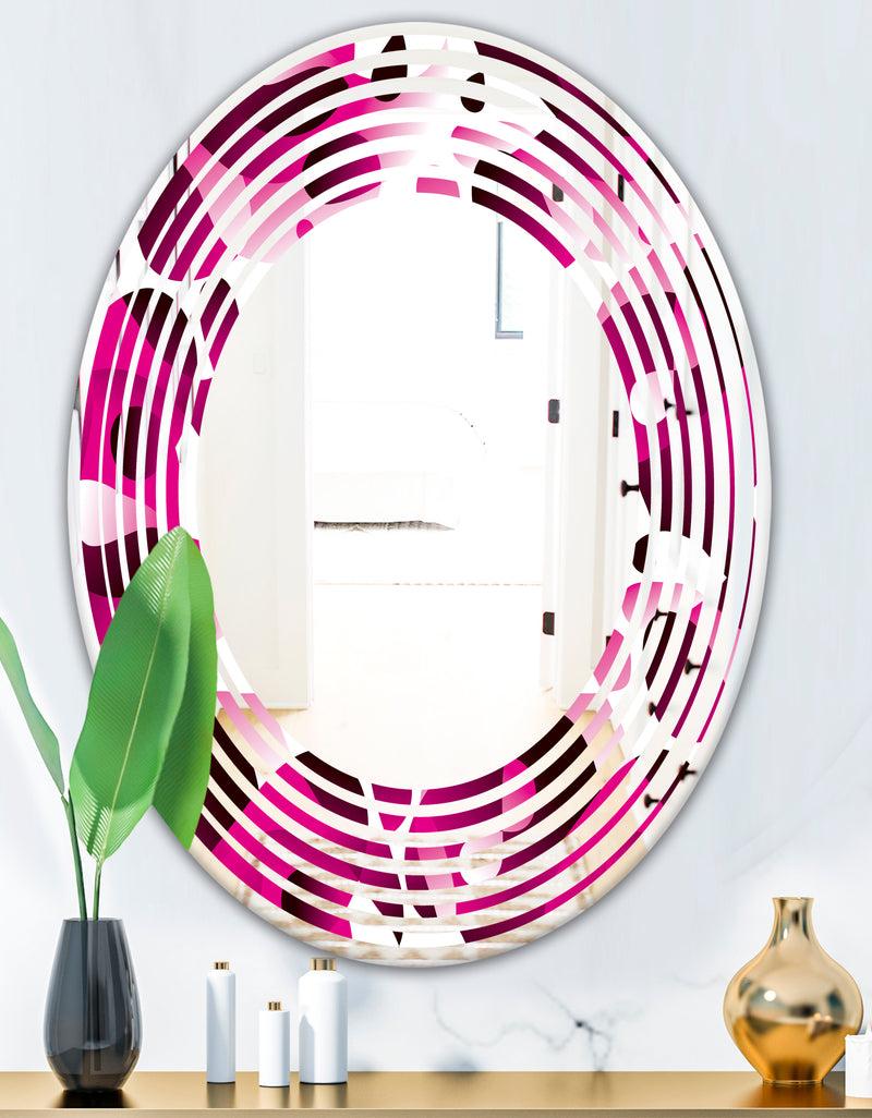 DesignQ Abstract Design Retro Pattern VI - Cottage Round Or Oval Wall Mirror - Wave