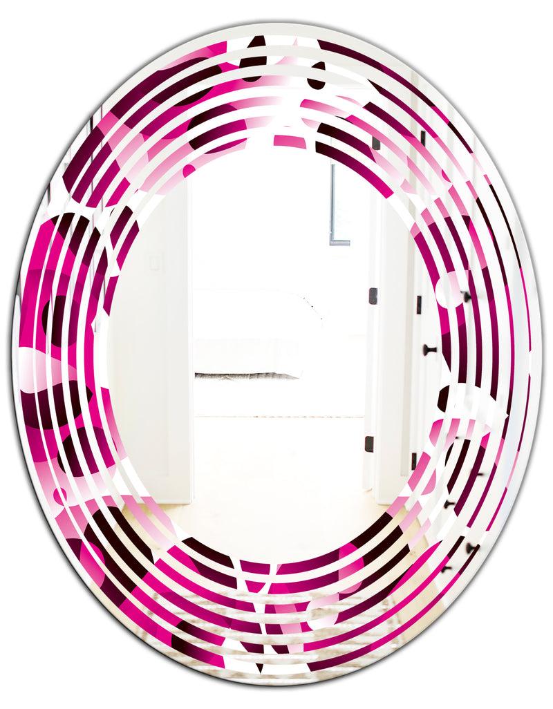 DesignQ Abstract Design Retro Pattern VI - Cottage Round Or Oval Wall Mirror - Wave