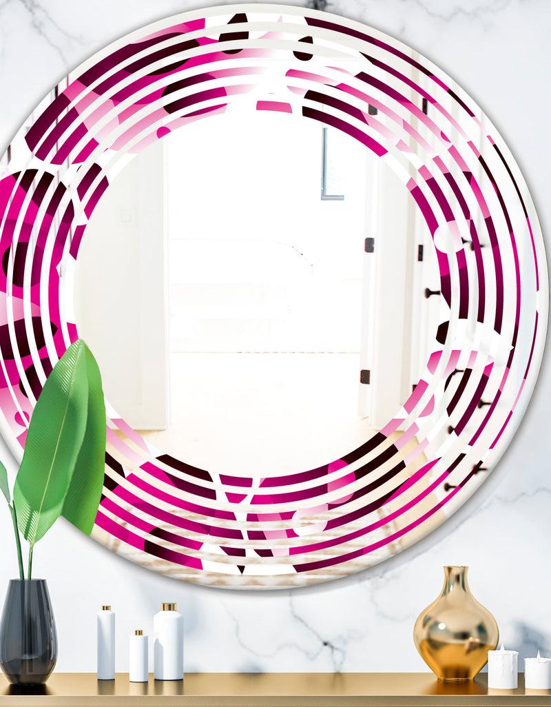 DesignQ Abstract Design Retro Pattern VI - Cottage Round or Oval Wall Mirror - Wave