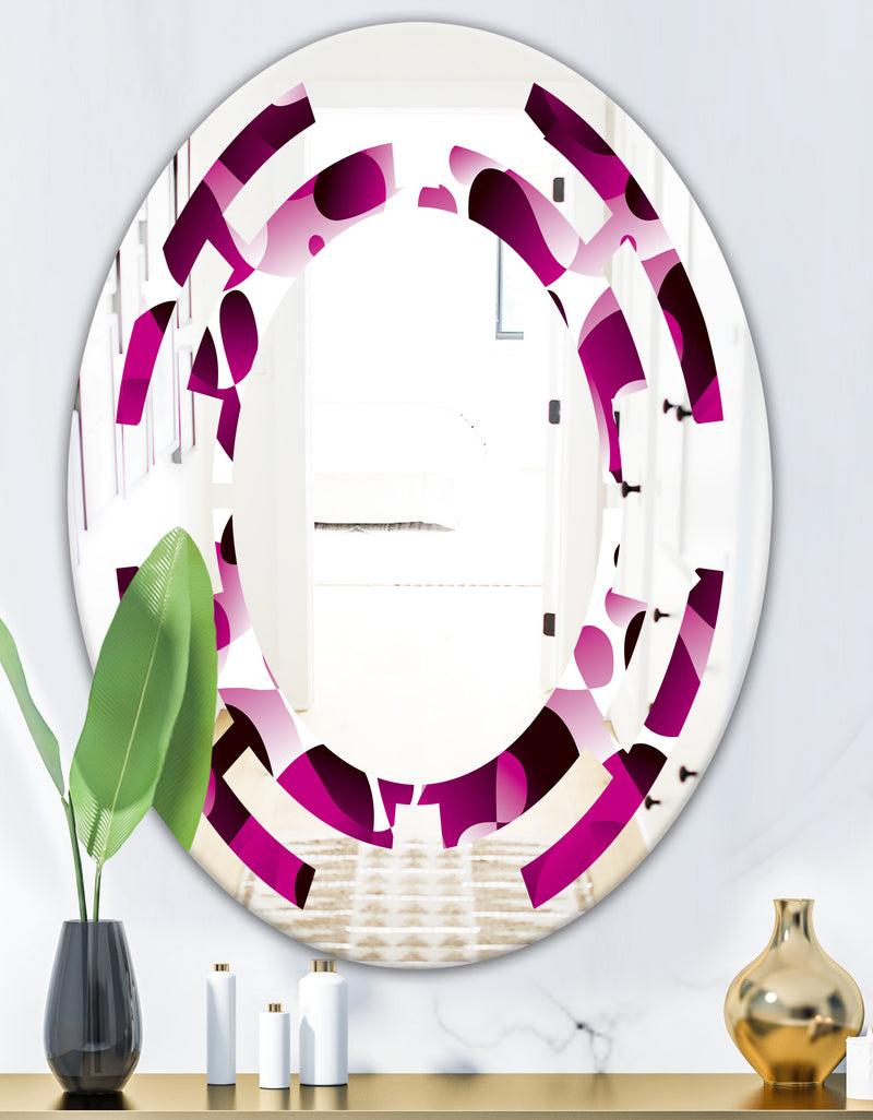 DesignQ Abstract Design Retro Pattern VI - Cottage Round Or Oval Wall Mirror - Space