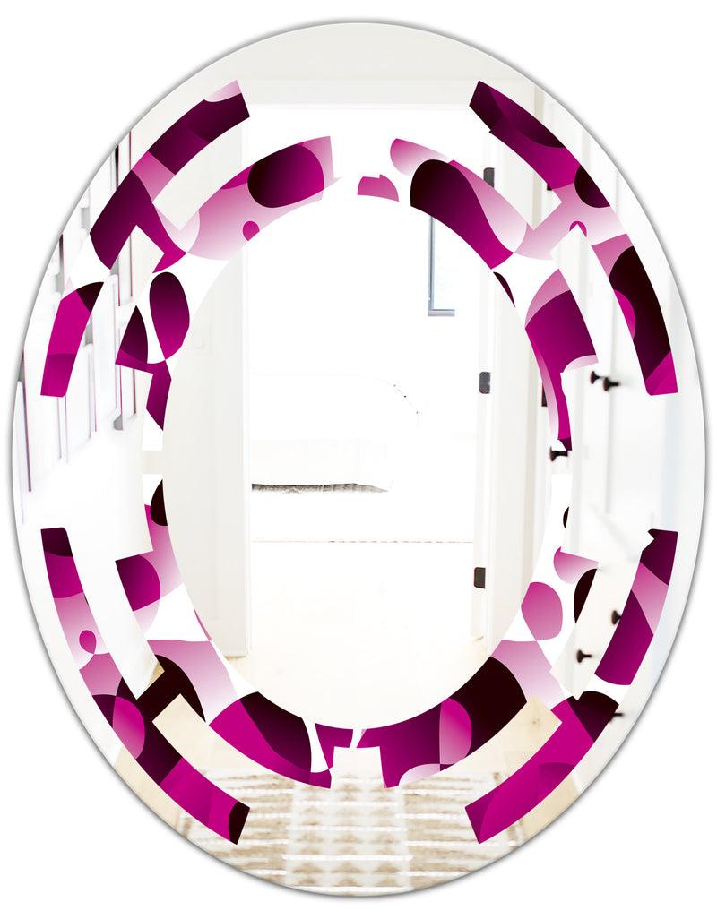 DesignQ Abstract Design Retro Pattern VI - Cottage Round Or Oval Wall Mirror - Space