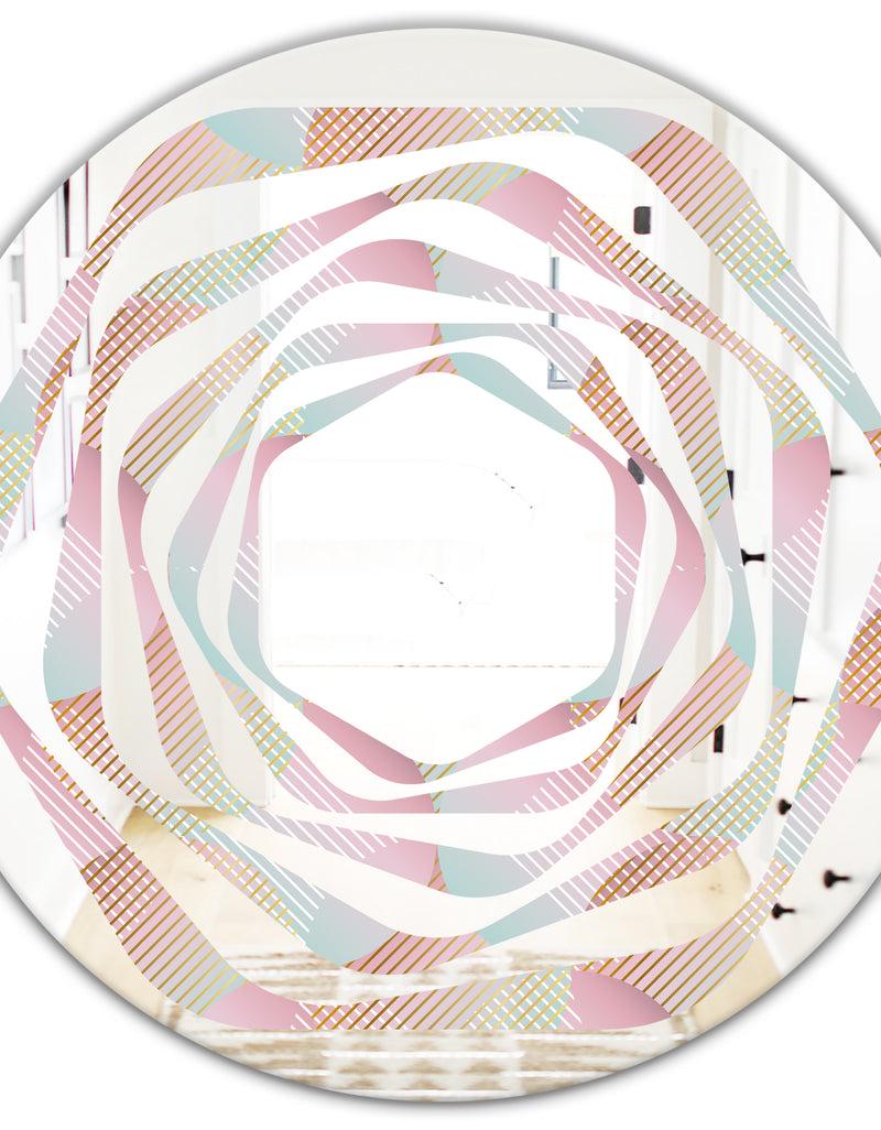 DesignQ Abstract Design Retro Pattern VII - Modern Round Or Oval Wall Mirror - Whirl
