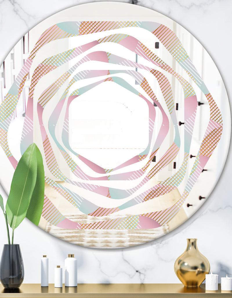 DesignQ Abstract Design Retro Pattern VII - Modern Round or Oval Wall Mirror - Whirl