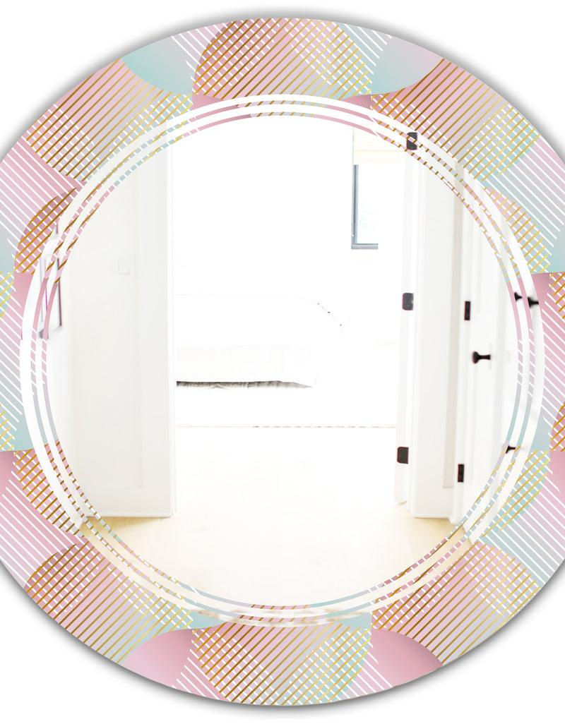DesignQ Abstract Design Retro Pattern VII - Modern Round Or Oval Wall Mirror - Triple C