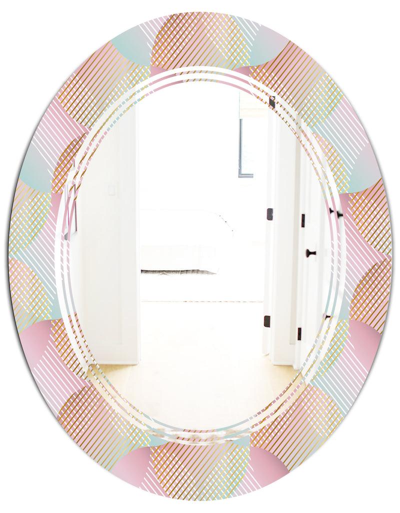 DesignQ Abstract Design Retro Pattern VII - Modern Round Or Oval Wall Mirror - Triple C
