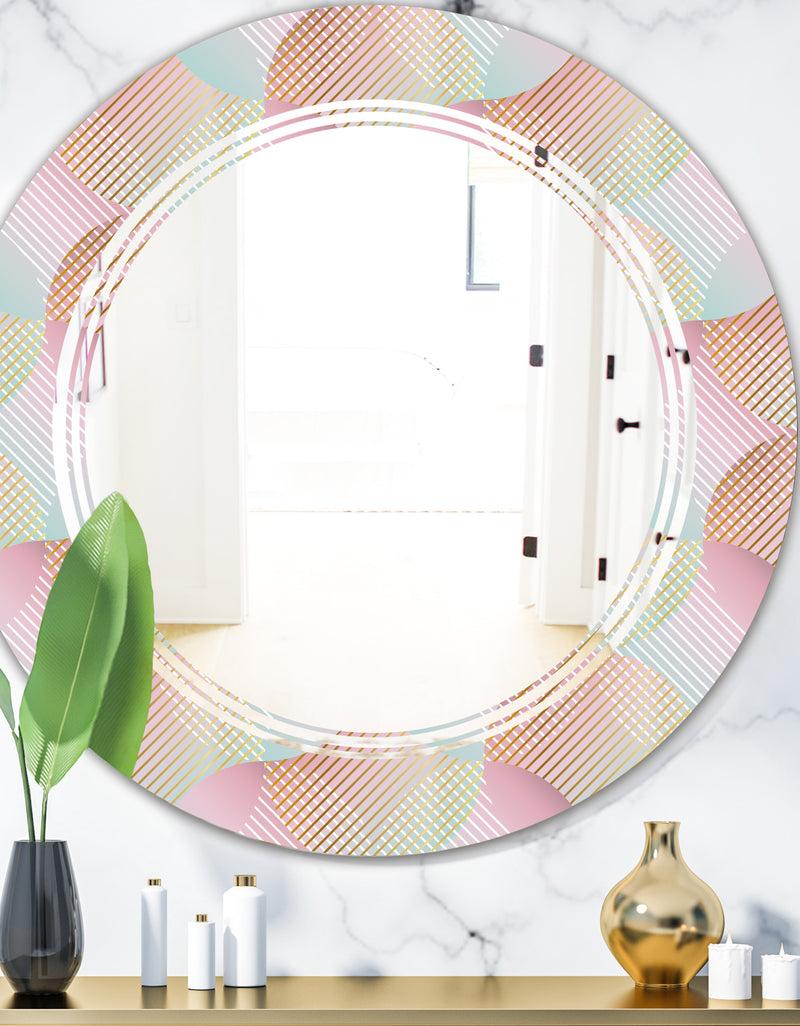 DesignQ Abstract Design Retro Pattern VII - Modern Round or Oval Wall Mirror - Triple C