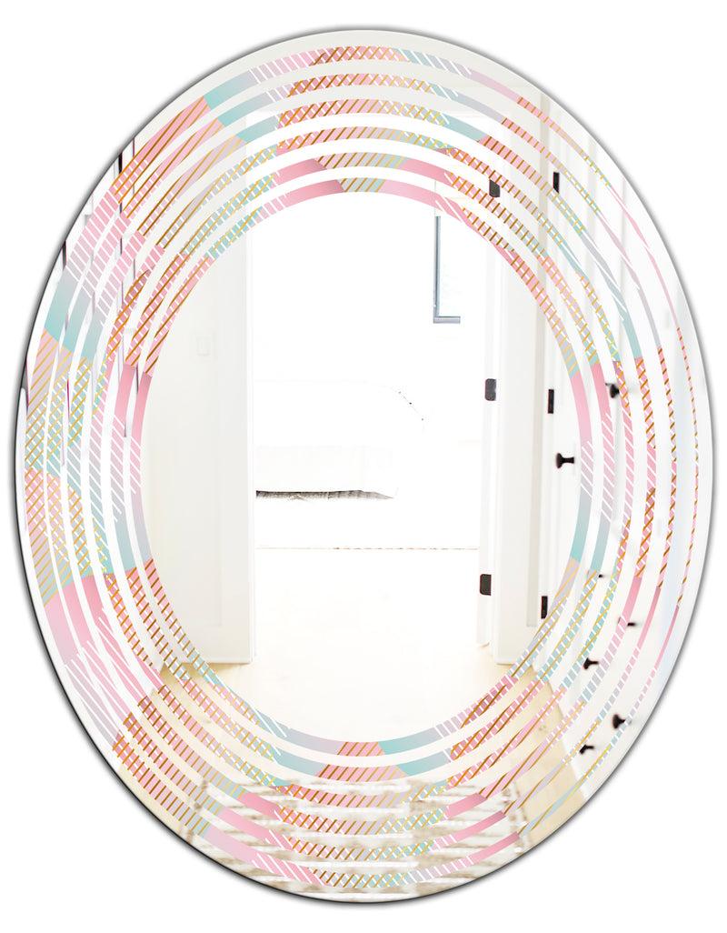 DesignQ Abstract Design Retro Pattern VII - Modern Round Or Oval Wall Mirror - Wave