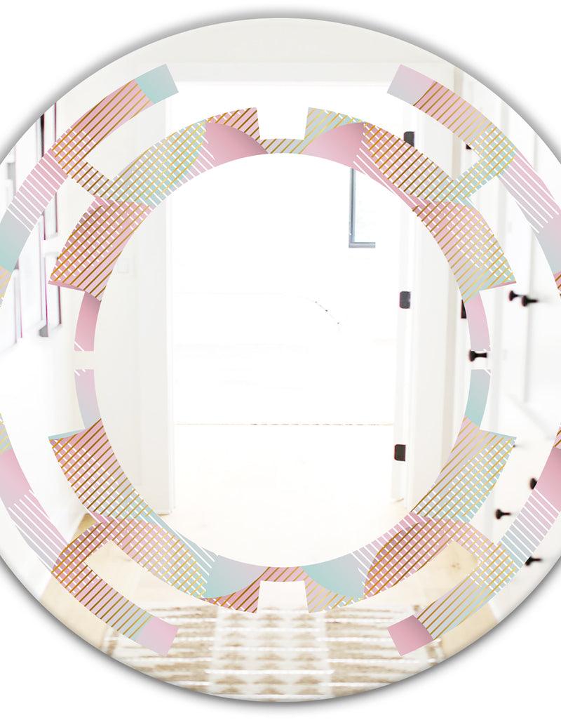 DesignQ Abstract Design Retro Pattern VII - Modern Round Or Oval Wall Mirror - Space