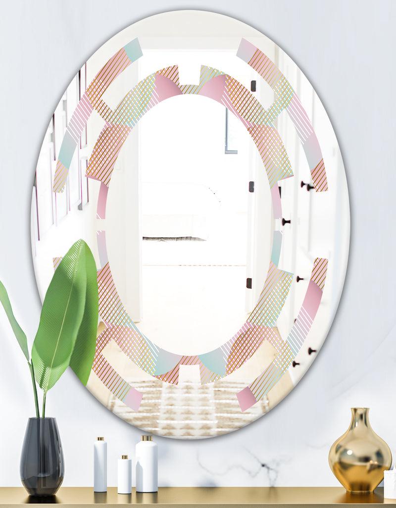 DesignQ Abstract Design Retro Pattern VII - Modern Round Or Oval Wall Mirror - Space