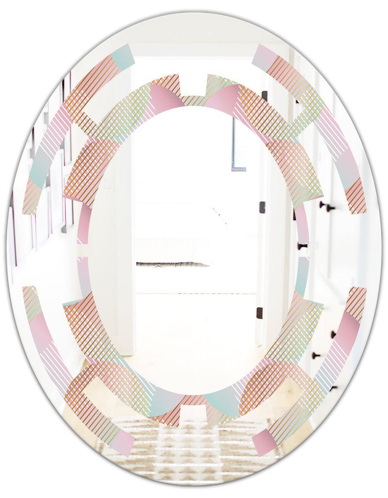 DesignQ Abstract Design Retro Pattern VII - Modern Round Or Oval Wall Mirror - Space