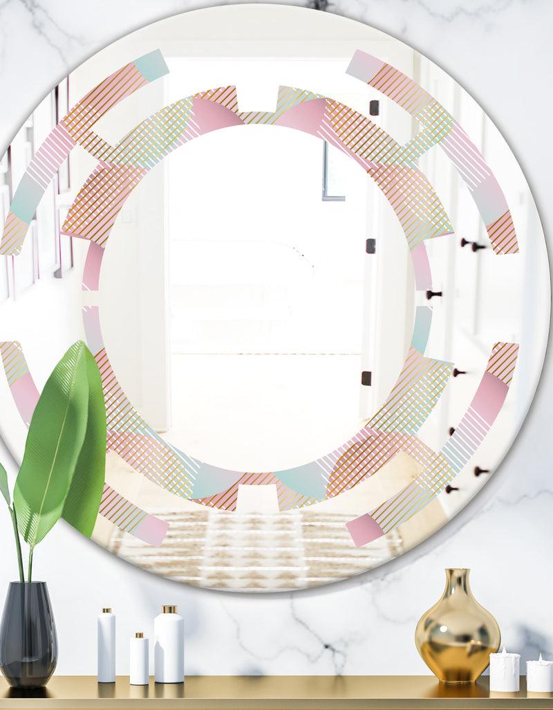 DesignQ Abstract Design Retro Pattern VII - Modern Round or Oval Wall Mirror - Space