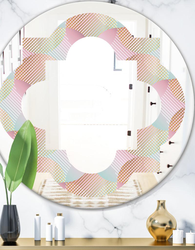 DesignQ Abstract Design Retro Pattern VII - Modern Round or Oval Wall Mirror - Quatrefoil