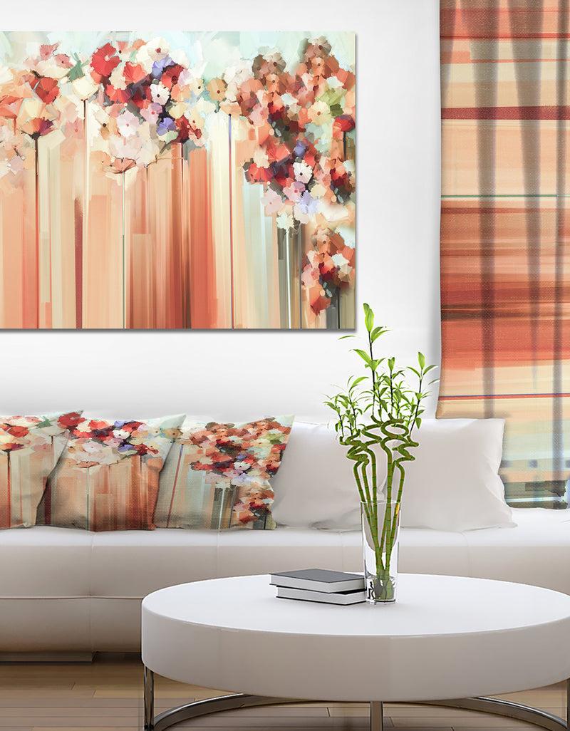 DesignQ Abstract Floral oil color painting - Floral Painting Print on Wrapped Canvas