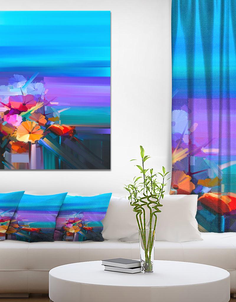 DesignQ Abstract Floral Spring Flower - Floral Painting Print on Wrapped Canvas
