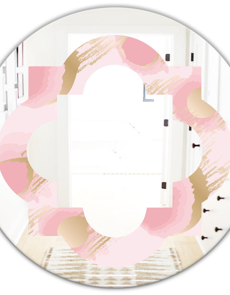 DesignQ Abstract Flower Design IX - Cottage Round Or Oval Wall Mirror - Quatrefoil