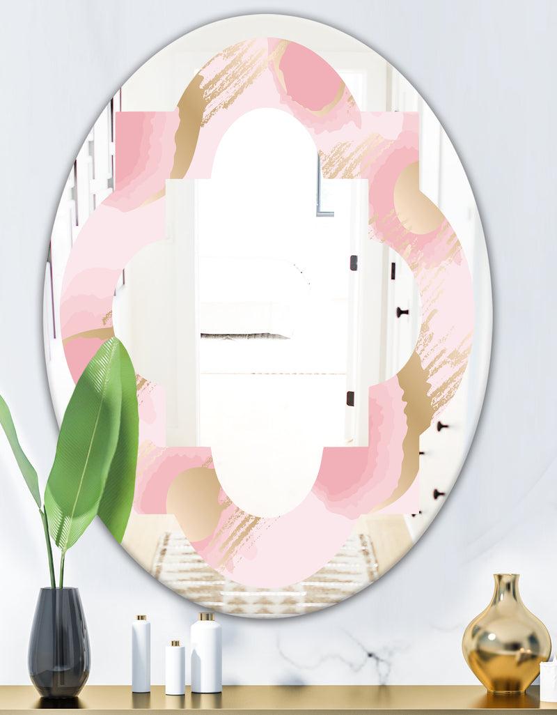 DesignQ Abstract Flower Design IX - Cottage Round Or Oval Wall Mirror - Quatrefoil