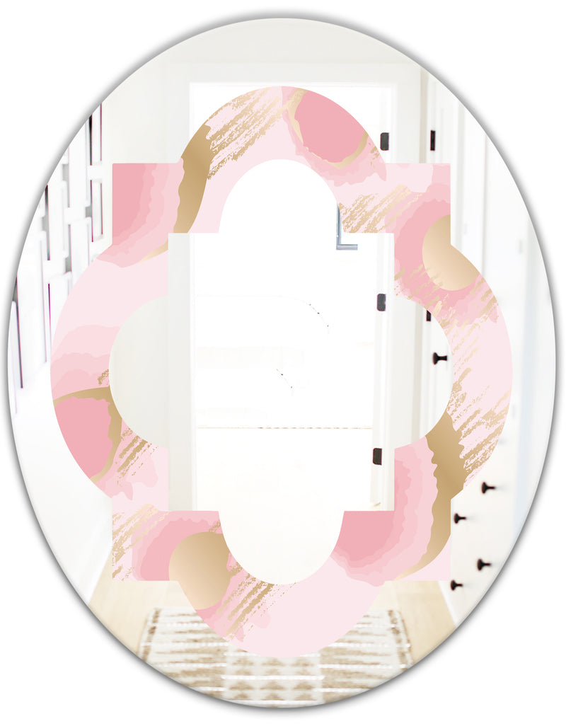 DesignQ Abstract Flower Design IX - Cottage Round Or Oval Wall Mirror - Quatrefoil