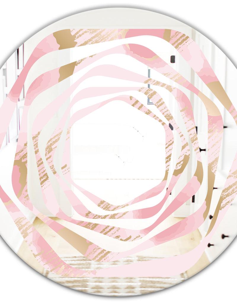 DesignQ Abstract Flower Design IX - Cottage Round Or Oval Wall Mirror - Whirl