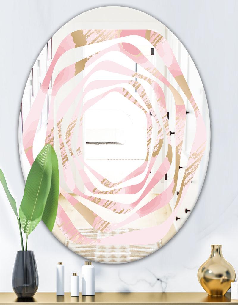 DesignQ Abstract Flower Design IX - Cottage Round Or Oval Wall Mirror - Whirl