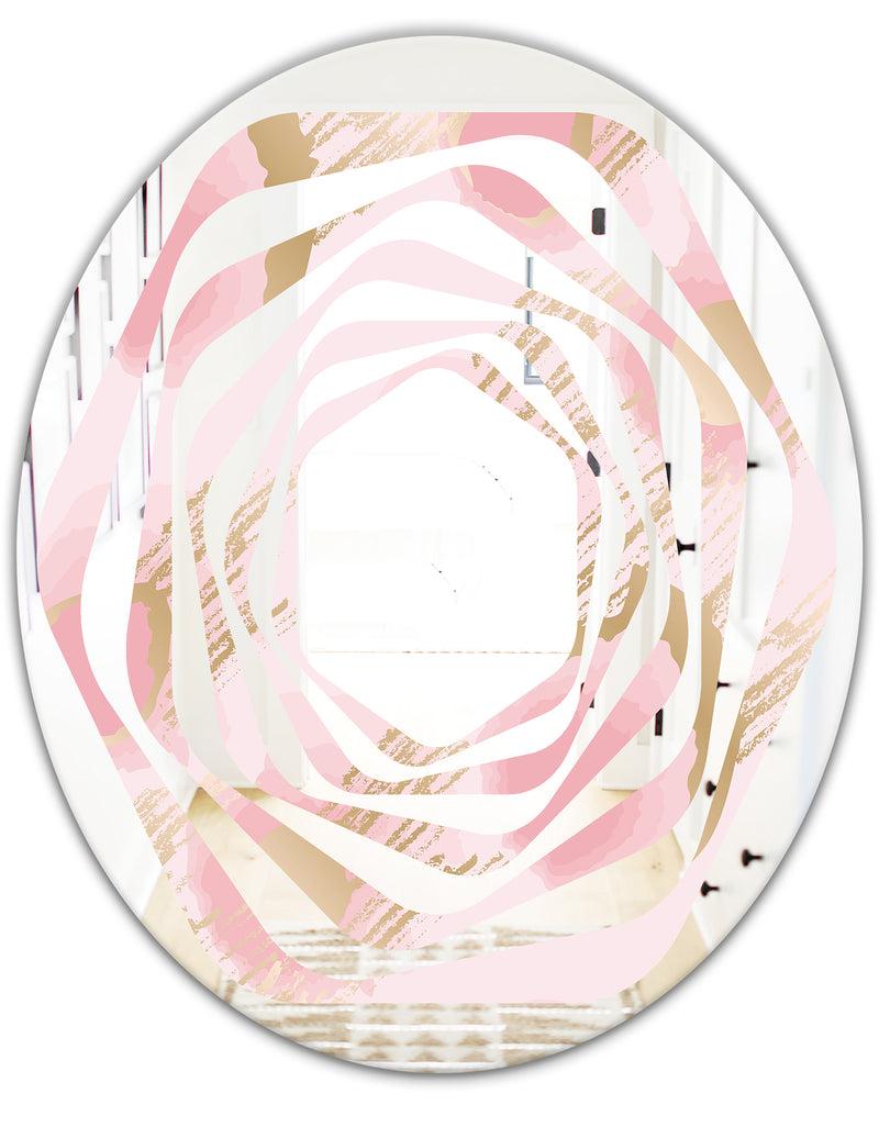 DesignQ Abstract Flower Design IX - Cottage Round Or Oval Wall Mirror - Whirl