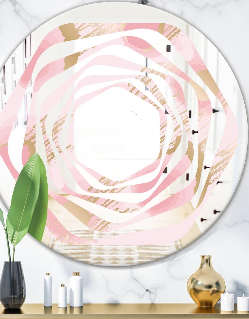 DesignQ Abstract Flower Design IX - Cottage Round or Oval Wall Mirror - Whirl