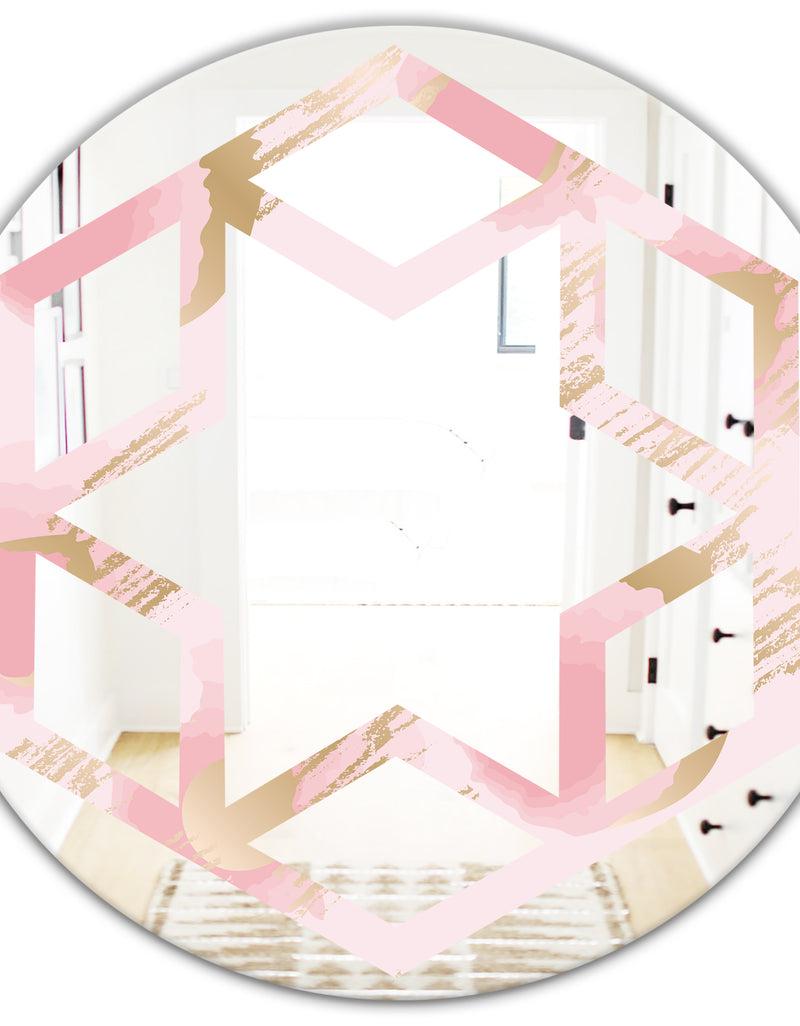 DesignQ Abstract Flower Design IX - Cottage Round Or Oval Wall Mirror - Hexagon Star