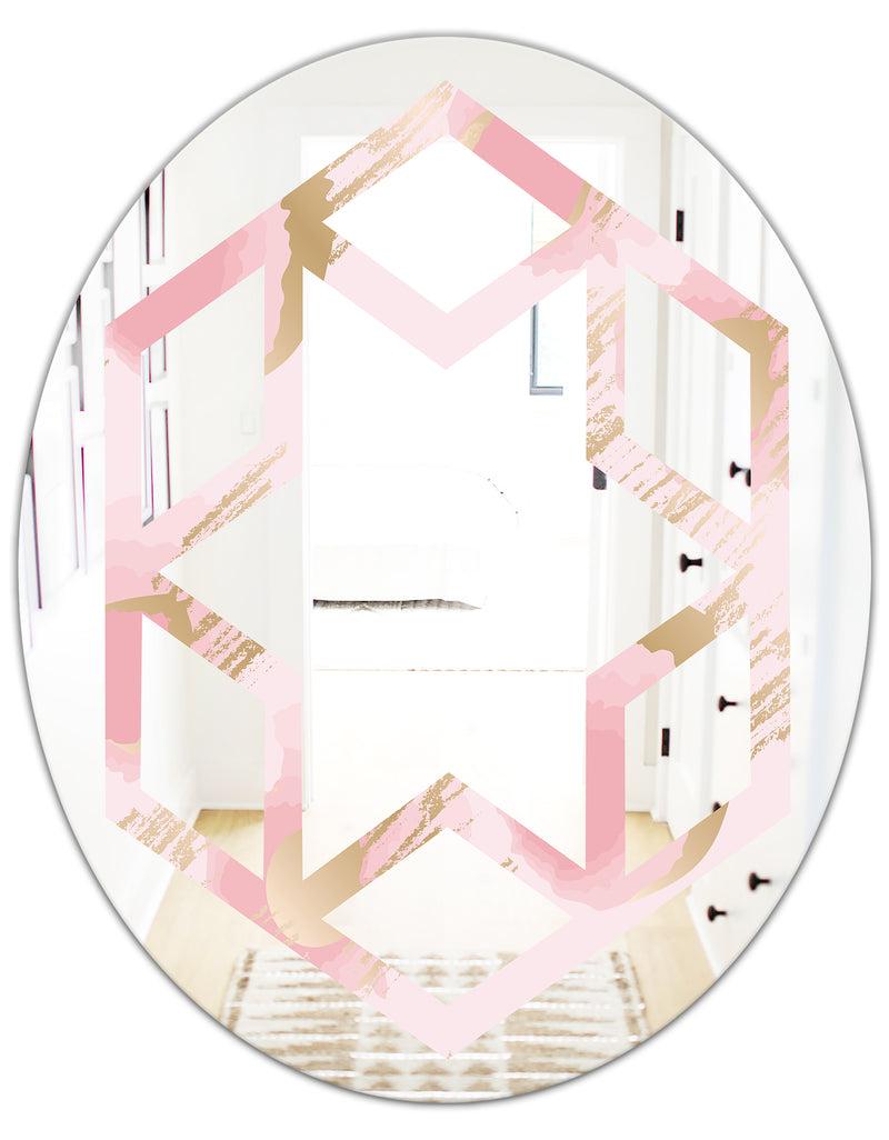 DesignQ Abstract Flower Design IX - Cottage Round Or Oval Wall Mirror - Hexagon Star