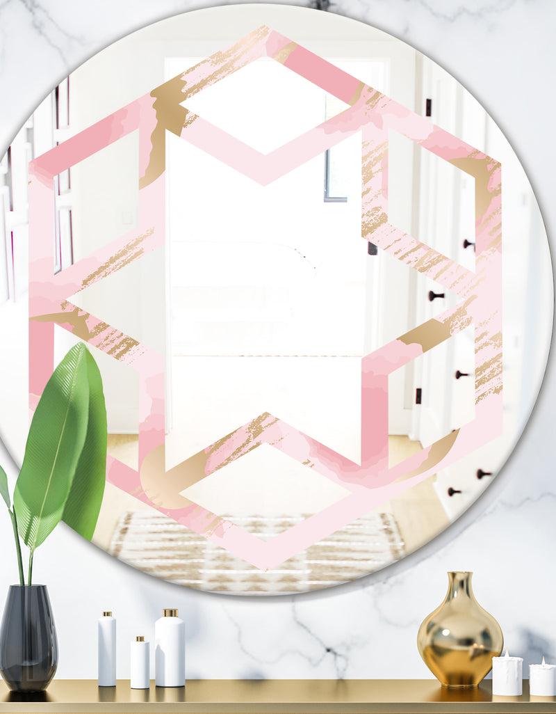 DesignQ Abstract Flower Design IX - Cottage Round or Oval Wall Mirror - Hexagon Star