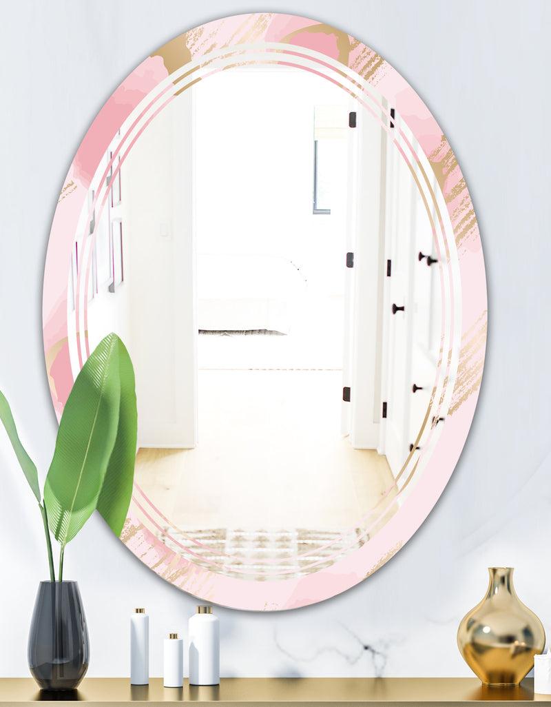 DesignQ Abstract Flower Design IX - Cottage Round Or Oval Wall Mirror - Triple C
