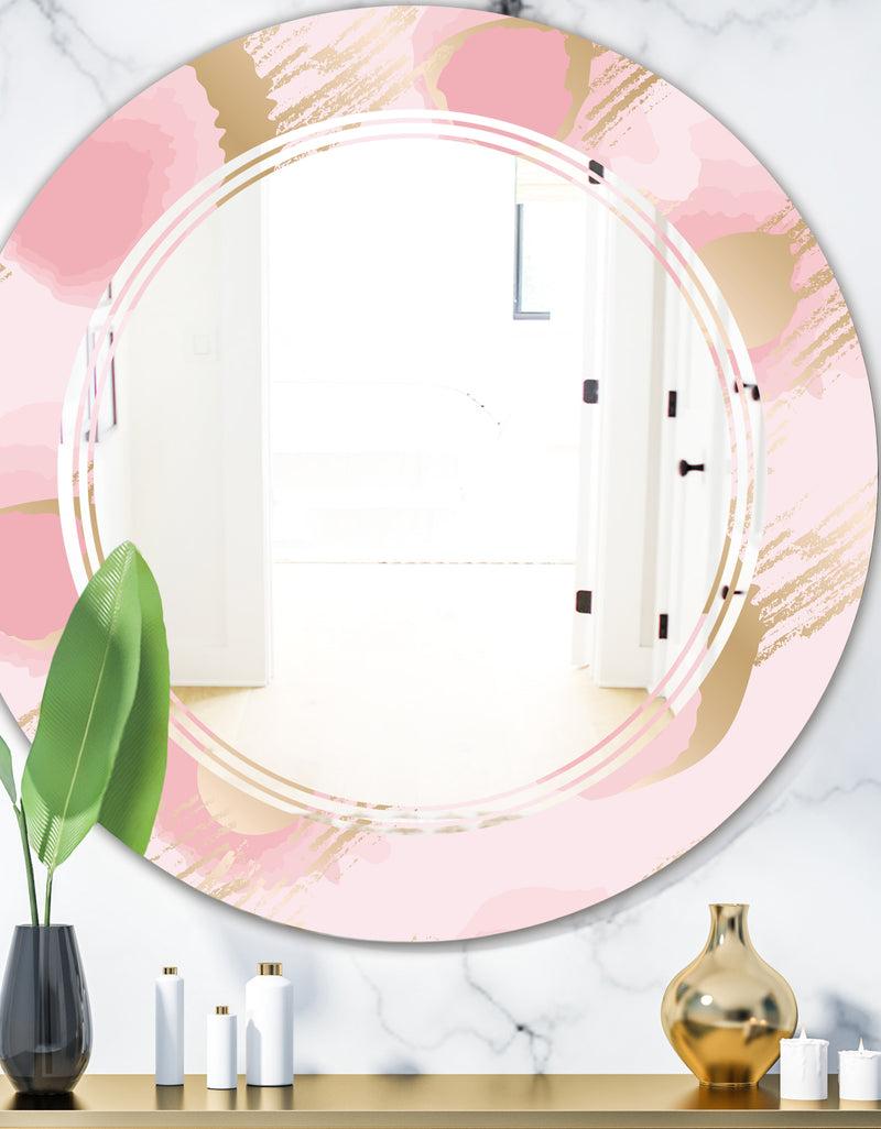 DesignQ Abstract Flower Design IX - Cottage Round or Oval Wall Mirror - Triple C