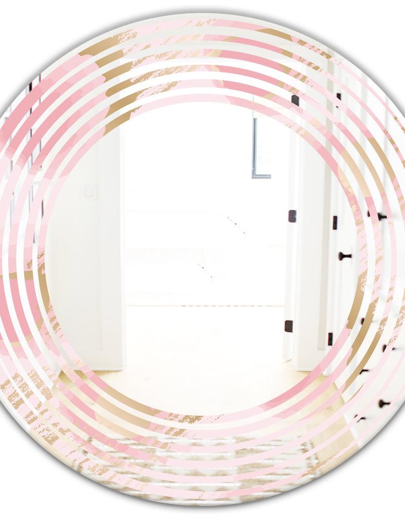DesignQ Abstract Flower Design IX - Cottage Round Or Oval Wall Mirror - Wave